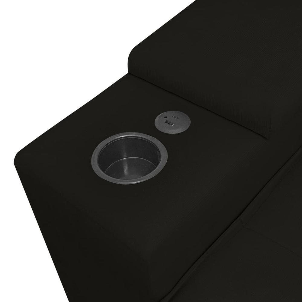 Sofá Retratil Reclinavel 3 Lugares 2,30m Porta Copo Usb Sala Cor:preto Preto - 5