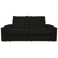 Sofá Retratil Reclinavel 3 Lugares 2,30m Porta Copo Usb Sala Cor:preto Preto - 6