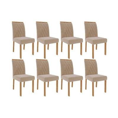 Cadeira Sala De Jantar Juliana Wood Kit 8 Un Carvalho/suede Nude Bege - Cimol