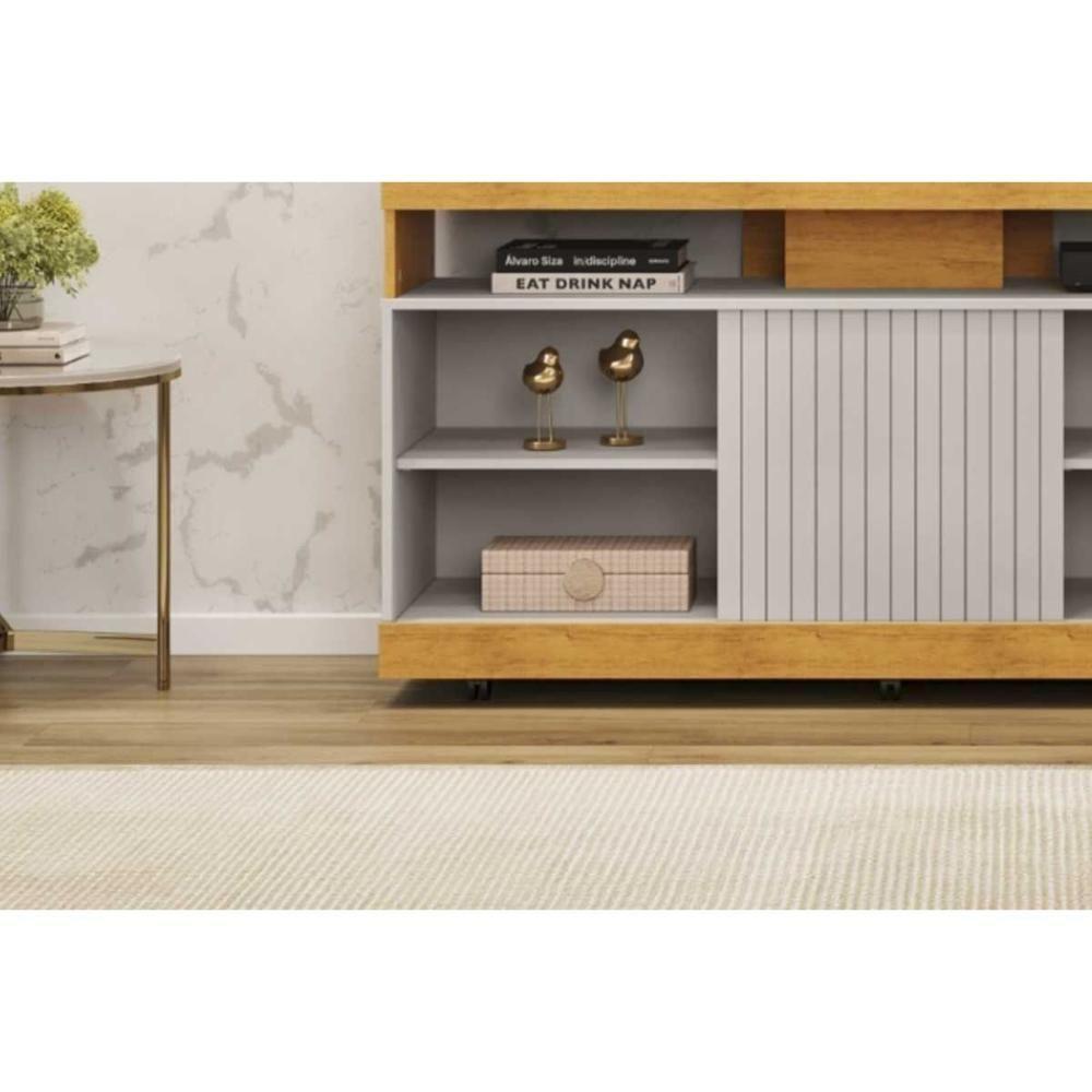 Rack Bancada P/ Tv Até 50 Pol Dili 120x67cm Freijo/off White - Dj Móveis - 5