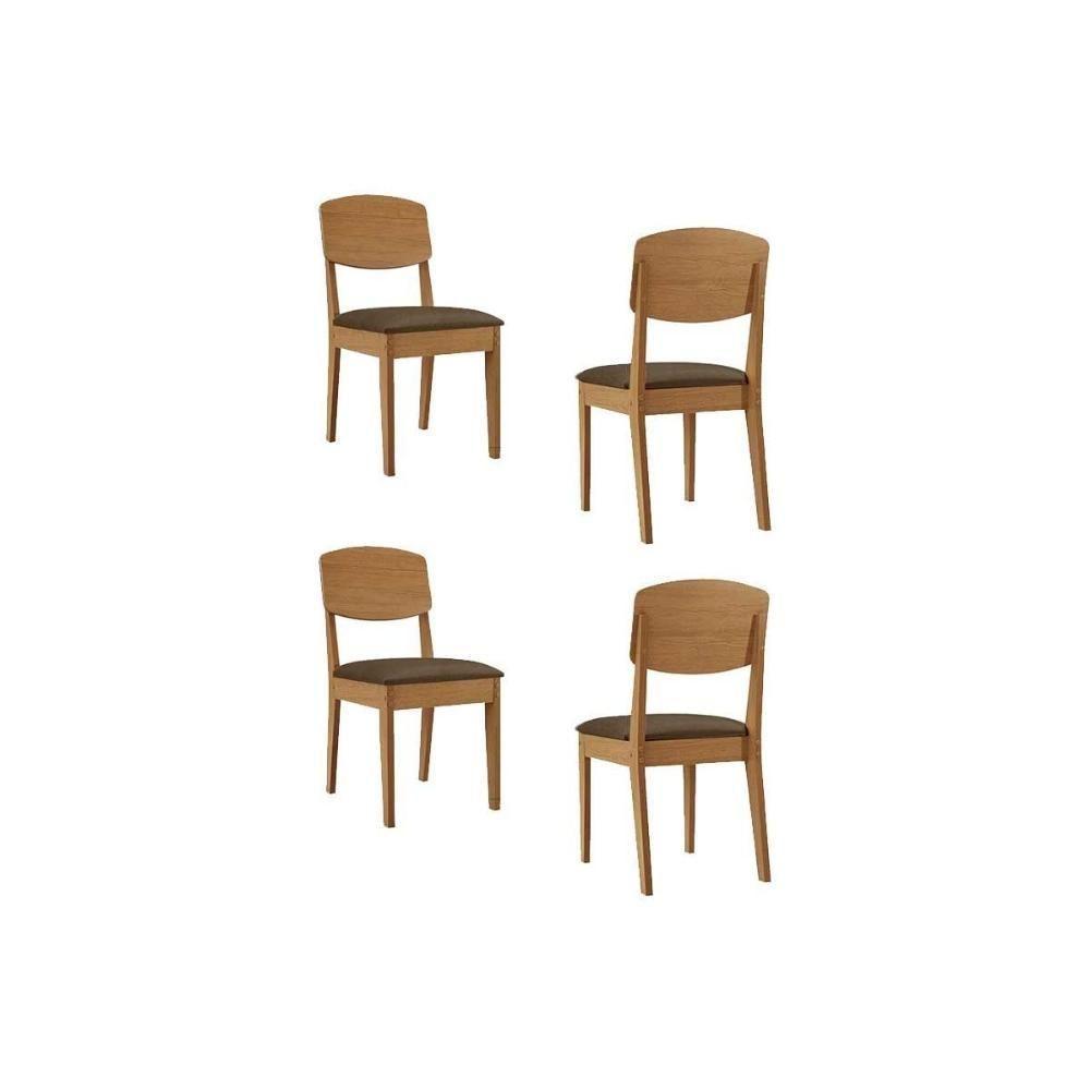 Cadeira Sala De Jantar Havana Kit 4 Un Naturalle/suede Marrom - Rufato - 1