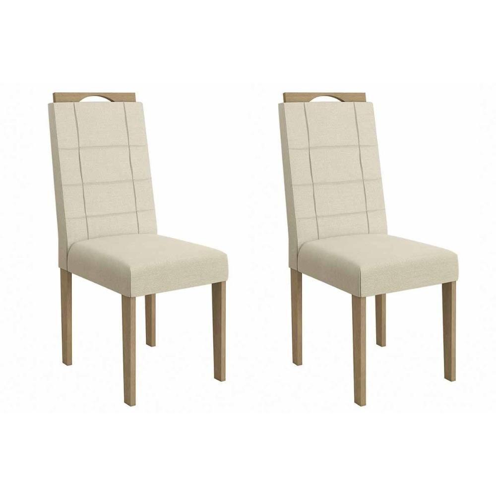Cadeira Sala De Jantar Flora 2cad161 Madeirado Kit 2 Un Carvalho/linho Bege Argila - Kappesberg - 1