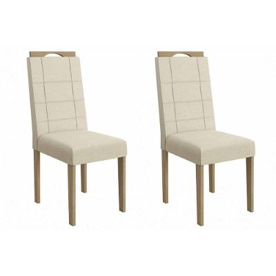 Cadeira Sala De Jantar Flora 2cad161 Madeirado Kit 2 Un Carvalho/linho Bege Argila - Kappesberg