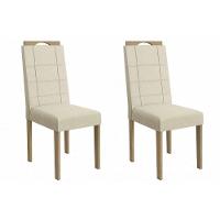 Cadeira Sala De Jantar Flora 2cad161 Madeirado Kit 2 Un Carvalho/linho Bege Argila - Kappesberg - 1