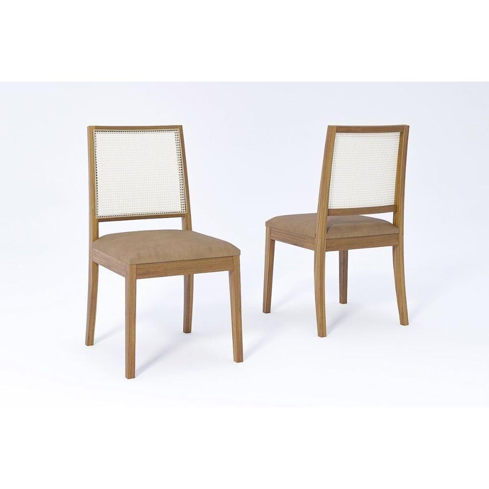 Cadeira Sala De Jantar Marcela Kit 2 Un Carvalho/couríssimo Kaki - Cimol - 1