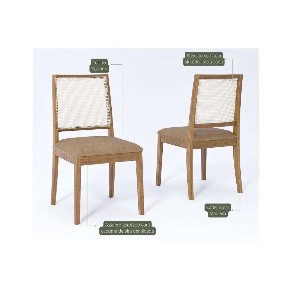 Cadeira Sala De Jantar Marcela Kit 2 Un Carvalho/couríssimo Kaki - Cimol - 2
