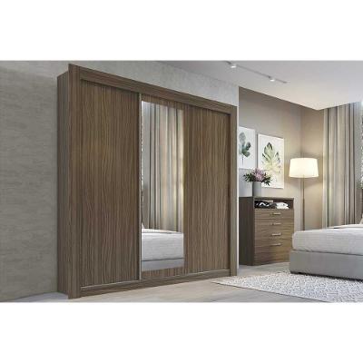 Guarda Roupa Casal 3 Portas De Correr C/ Espelho E 2 Gavetas Ph 1681 Nogueira - Herval