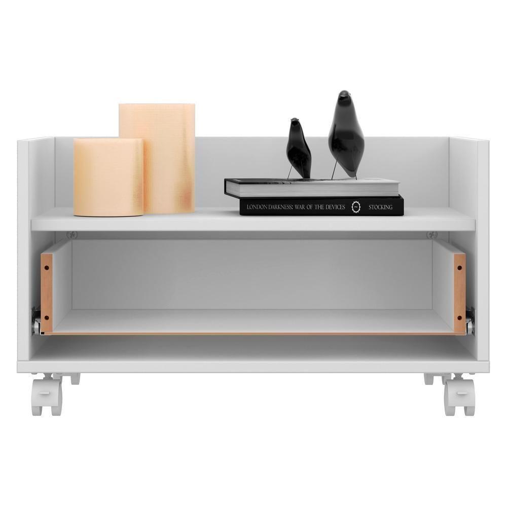 Mesa De Cabeceira 60 Cm Com Rodízios Fg3629 Branca - 7