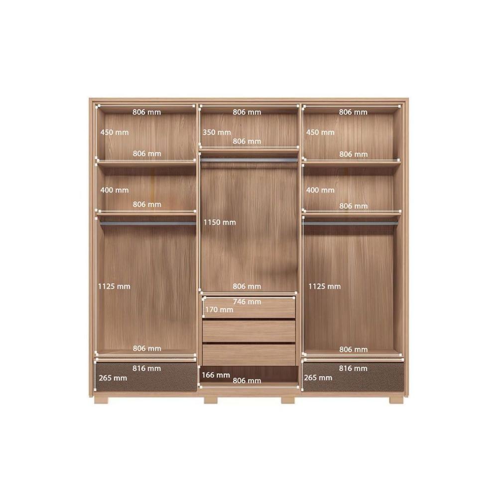 Guarda Roupa Casal 6 Portas (2 C/ Espelho) E 5 Gavetas C/ Pés Torino Wood/terracota - Santos Andirá - 5