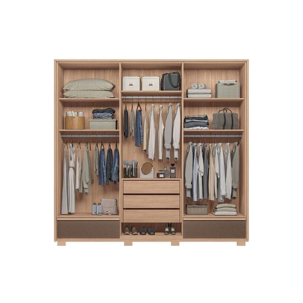 Guarda Roupa Casal 6 Portas (2 C/ Espelho) E 5 Gavetas C/ Pés Torino Wood/terracota - Santos Andirá - 8