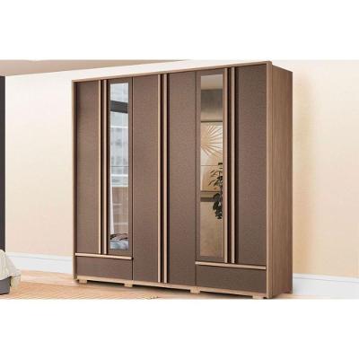 Guarda Roupa Casal 6 Portas (2 C/ Espelho) E 5 Gavetas C/ Pés Torino Wood/terracota - Santos Andirá
