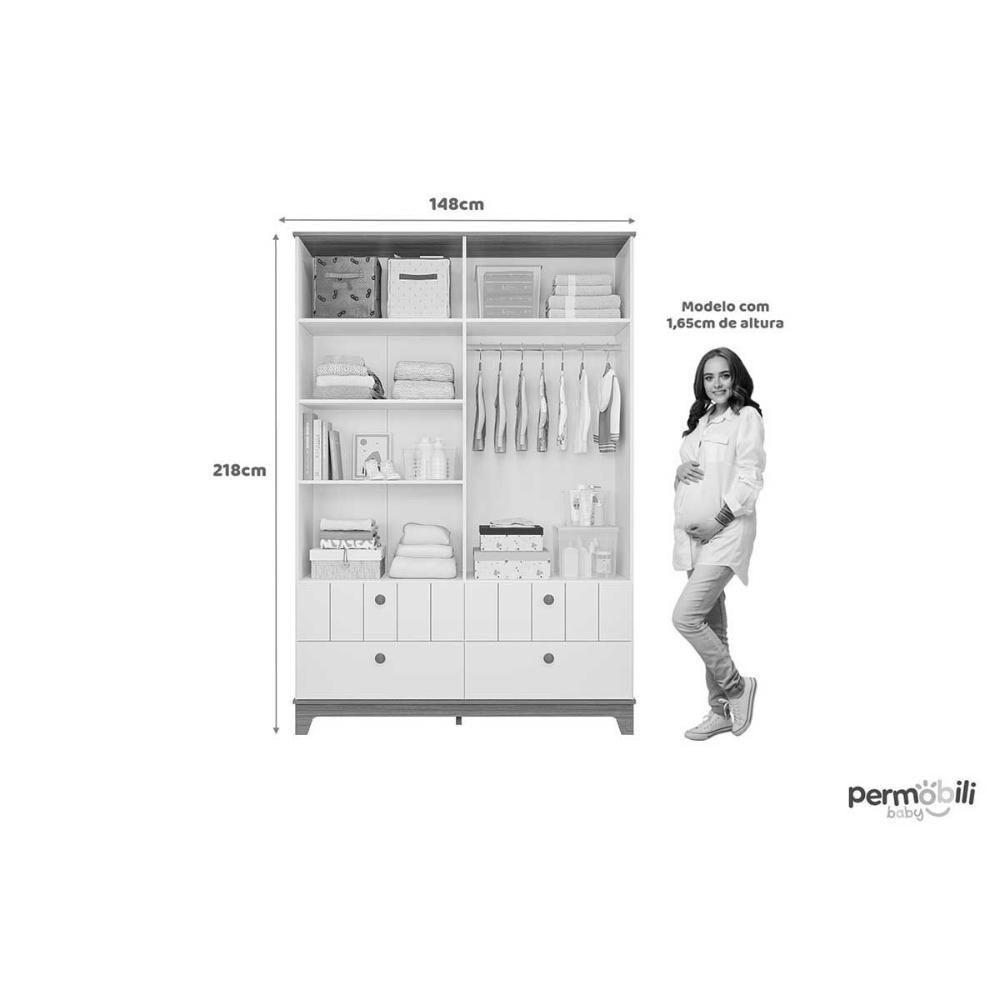 Quarto Infantil Completo Biscoito 3 Peças (guarda Roupa+berço+cômoda) Qi106 Fendi/nature - Permóbili Baby - 5
