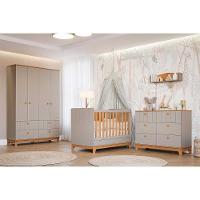 Quarto Infantil Completo Biscoito 3 Peças (guarda Roupa+berço+cômoda) Qi106 Fendi/nature - Permóbili Baby - 1