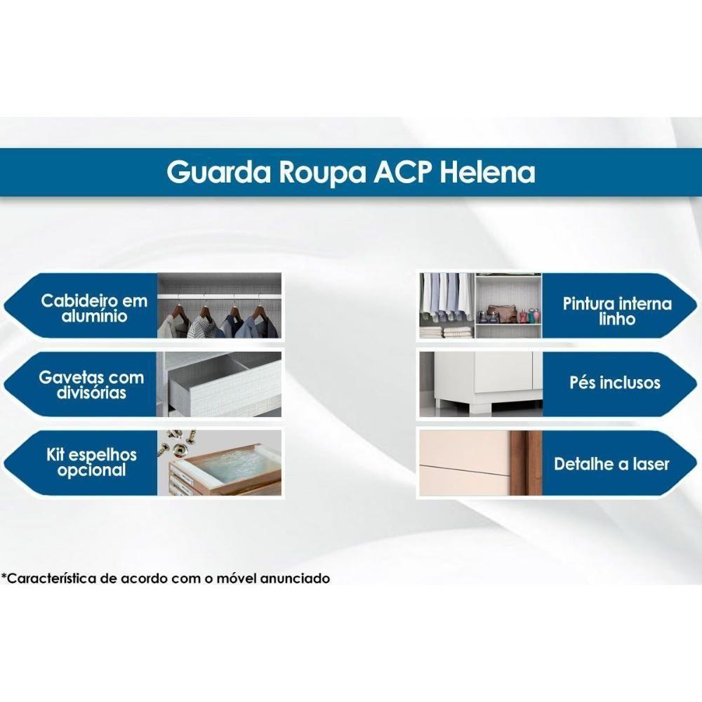 Guarda Roupa 2 Portas De Correr E 2 Gavetas C/ Espelho Helena Flex Cinamomo/cinamomo Ou Off White - Acp - 5