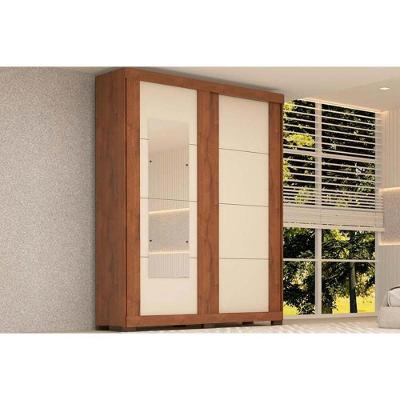 Guarda Roupa 2 Portas De Correr E 2 Gavetas C/ Espelho Helena Flex Cinamomo/cinamomo Ou Off White - Acp