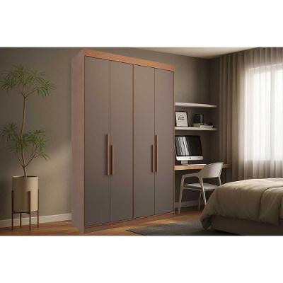Guarda Roupa Solteiro PH 1805 4 Portas de Bater 2 Gavetas Carvalho Vermontt MDF Herval