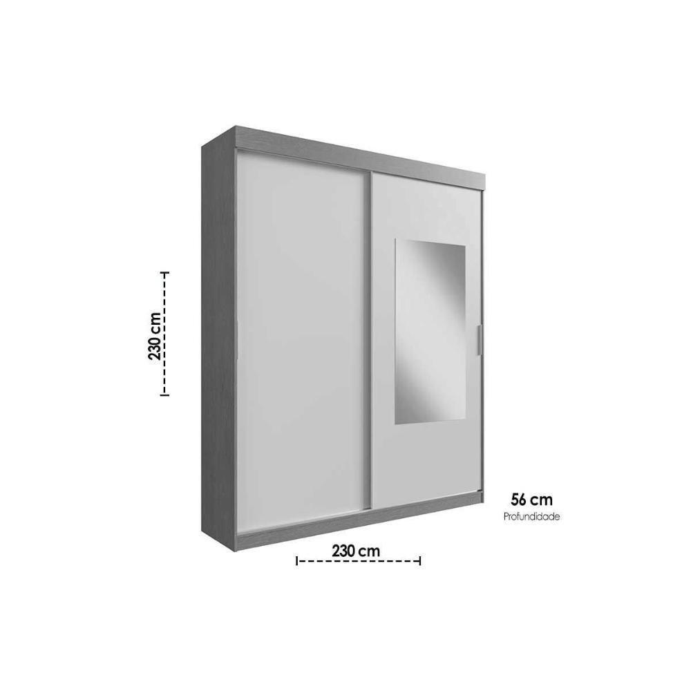 Guarda Roupa Casal 2 Portas De Correr (1 C/ Espelho) E 2 Gavetas Ph 16932 Carvalho Vermontt/off White - Herval - 3