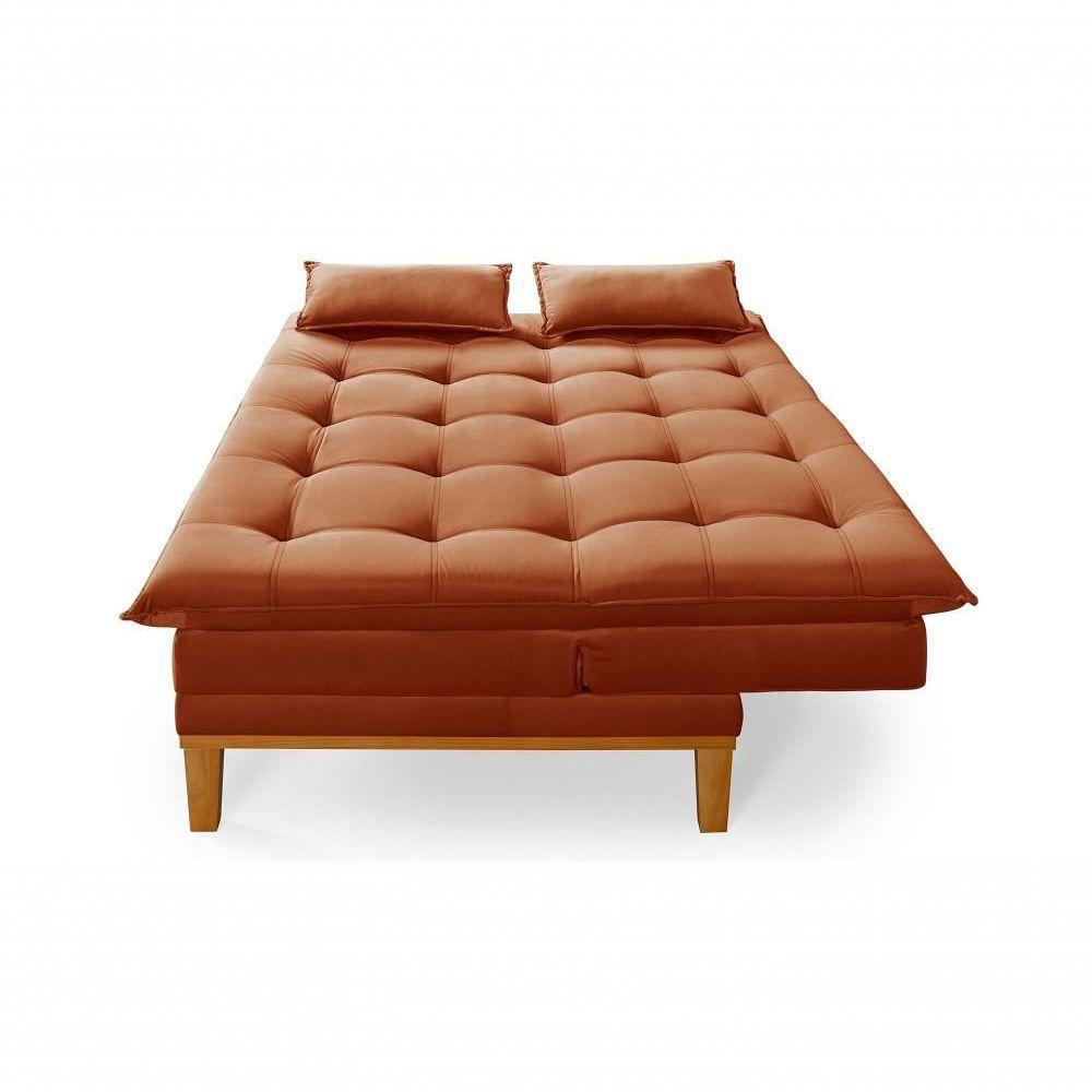 Sofá Cama Reclinável Casal 1,84m Island Suede Terracota Premium - 2