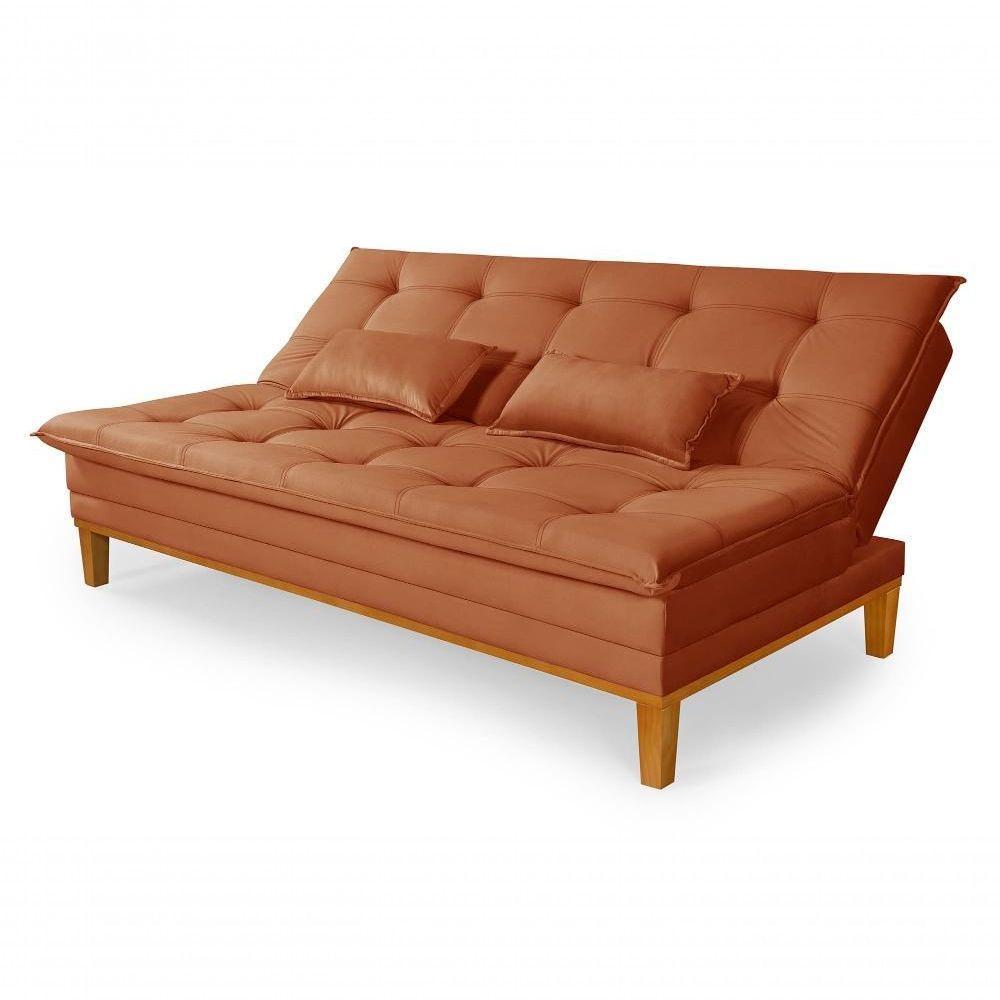 Sofá Cama Reclinável Casal 1,84m Island Suede Terracota Premium - 4