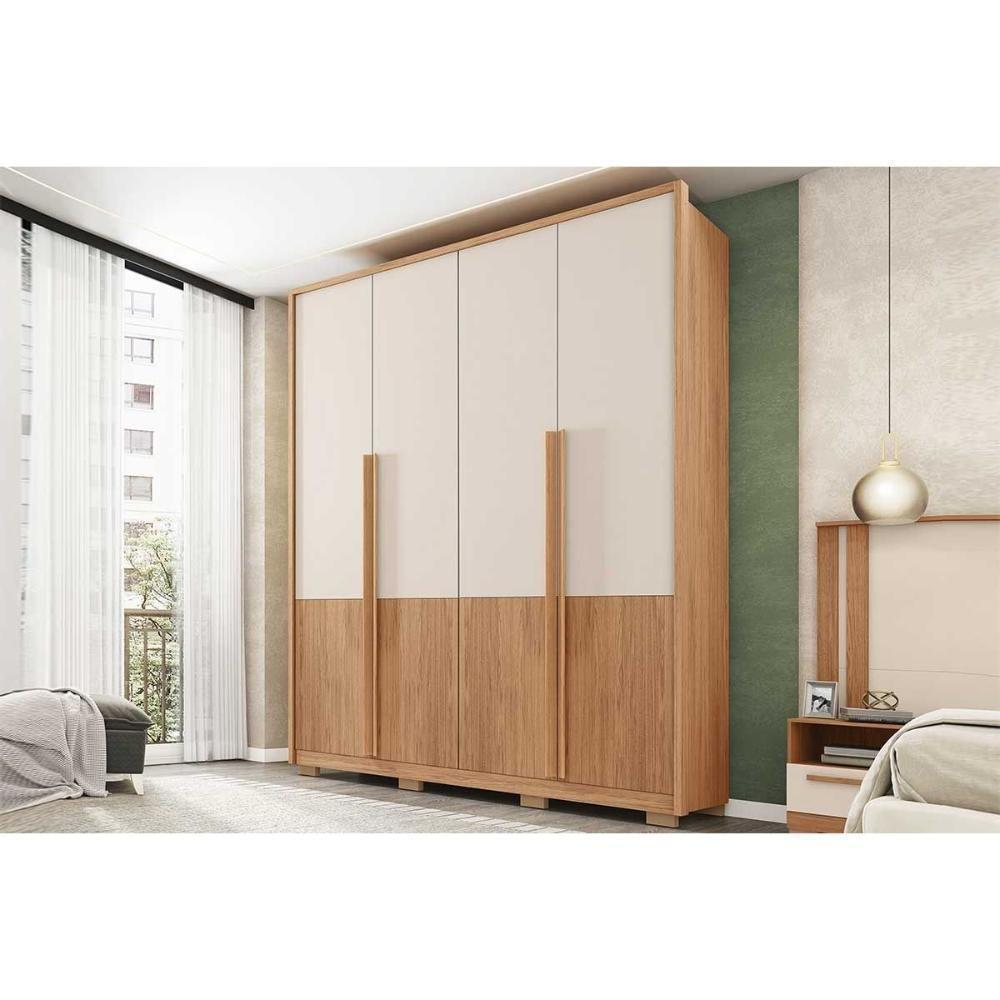 Guarda Roupa Solteiro 4 Portas (2 Ripadas) E 3 Gavetas Francis 1.8 Freijo/sued - Caemmun - 1