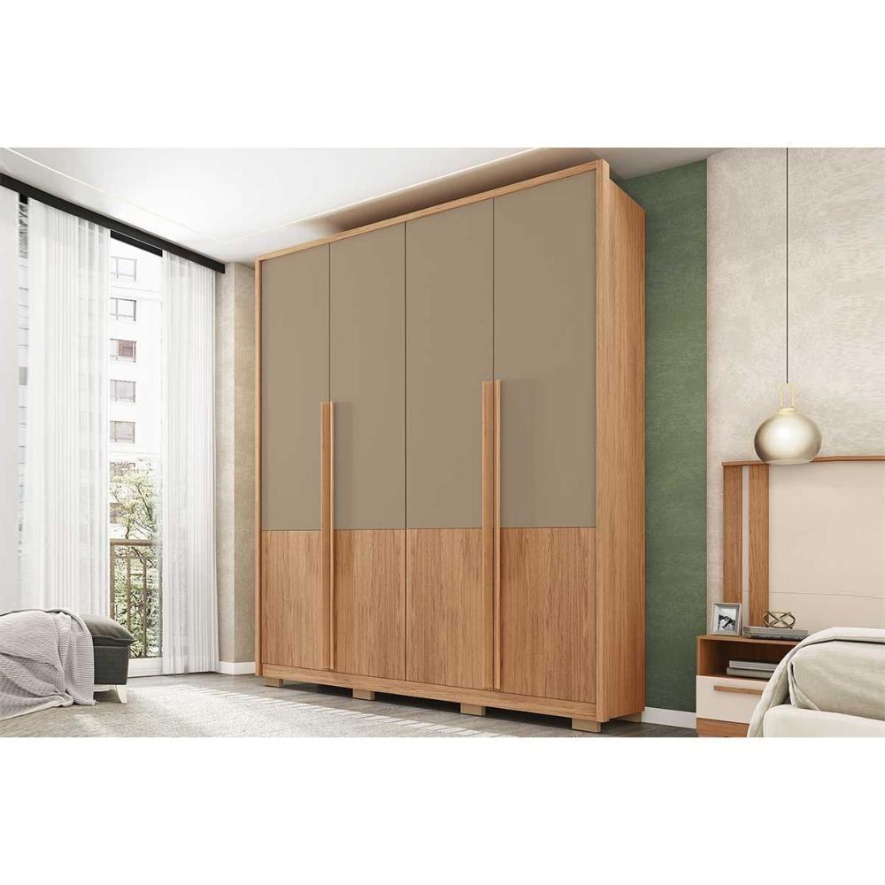 Guarda Roupa Solteiro 4 Portas (2 Ripadas) E 3 Gavetas Francis 1.8 Freijo/sued - Caemmun - 4