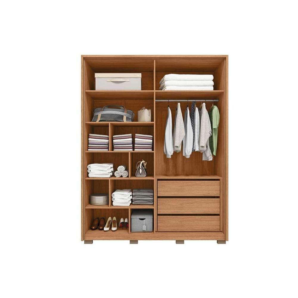 Guarda Roupa Solteiro 4 Portas (2 Ripadas) E 3 Gavetas Francis 1.8 Freijo/sued - Caemmun - 6