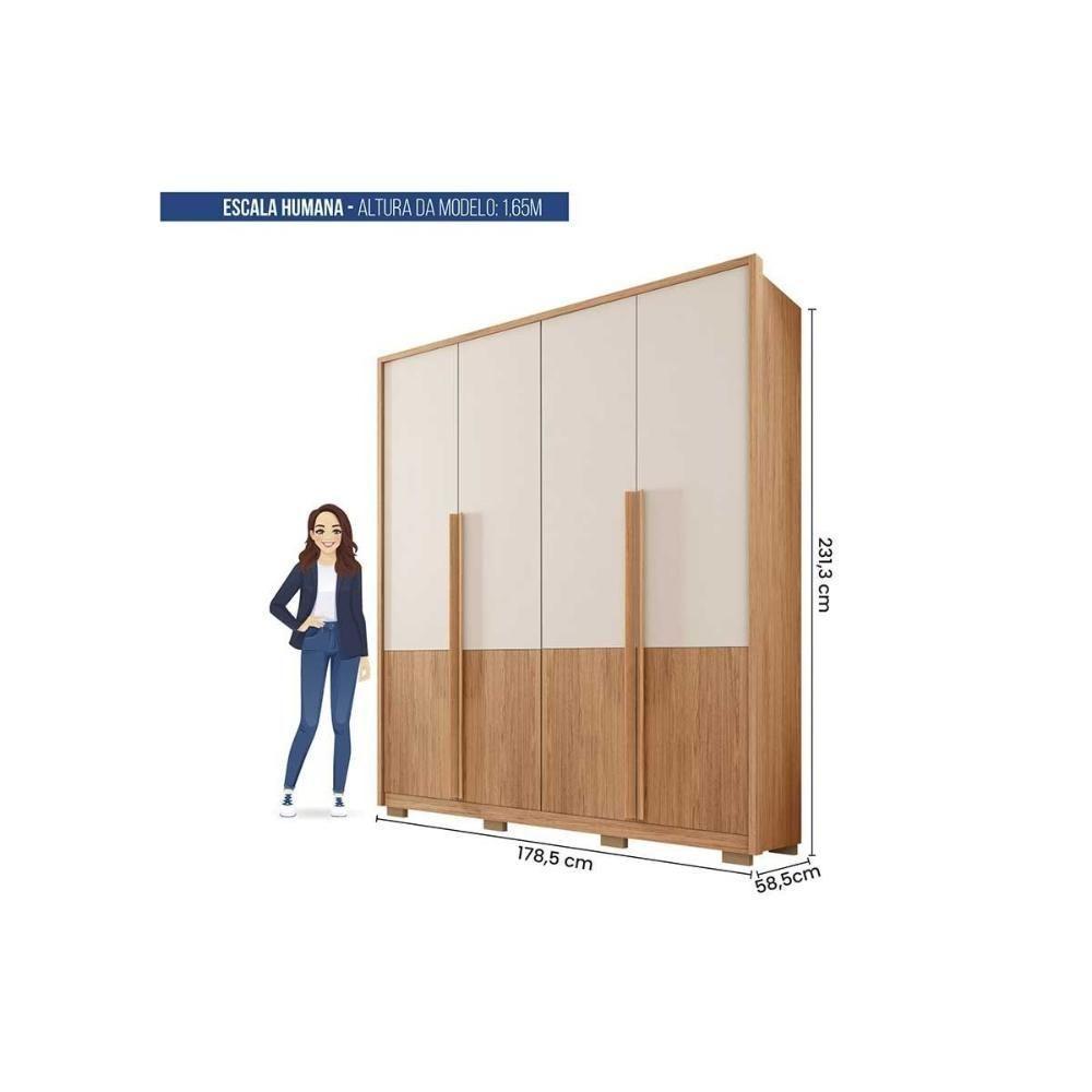 Guarda Roupa Solteiro 4 Portas (2 Ripadas) E 3 Gavetas Francis 1.8 Freijo/sued - Caemmun - 8