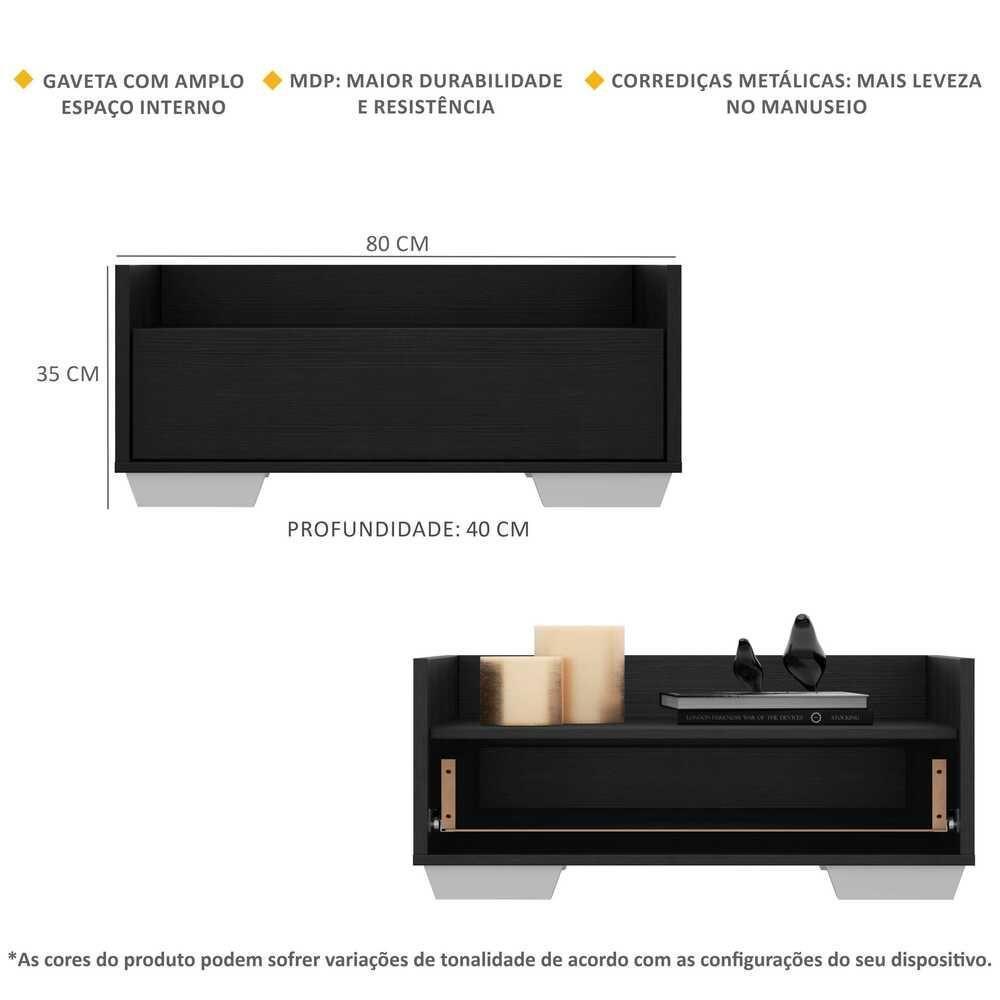 Mesa De Cabeceira 80 Cm com Pés Quadrados - 7