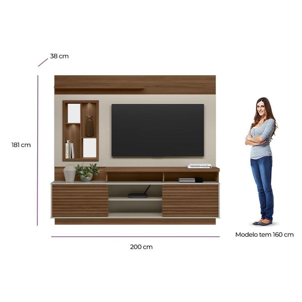 Home P/ Tv Até 60 Pol Eldorado C/ 2 Portas E 2 Prateleiras 181x200cm Nature/off White - Linea Brasil - 3