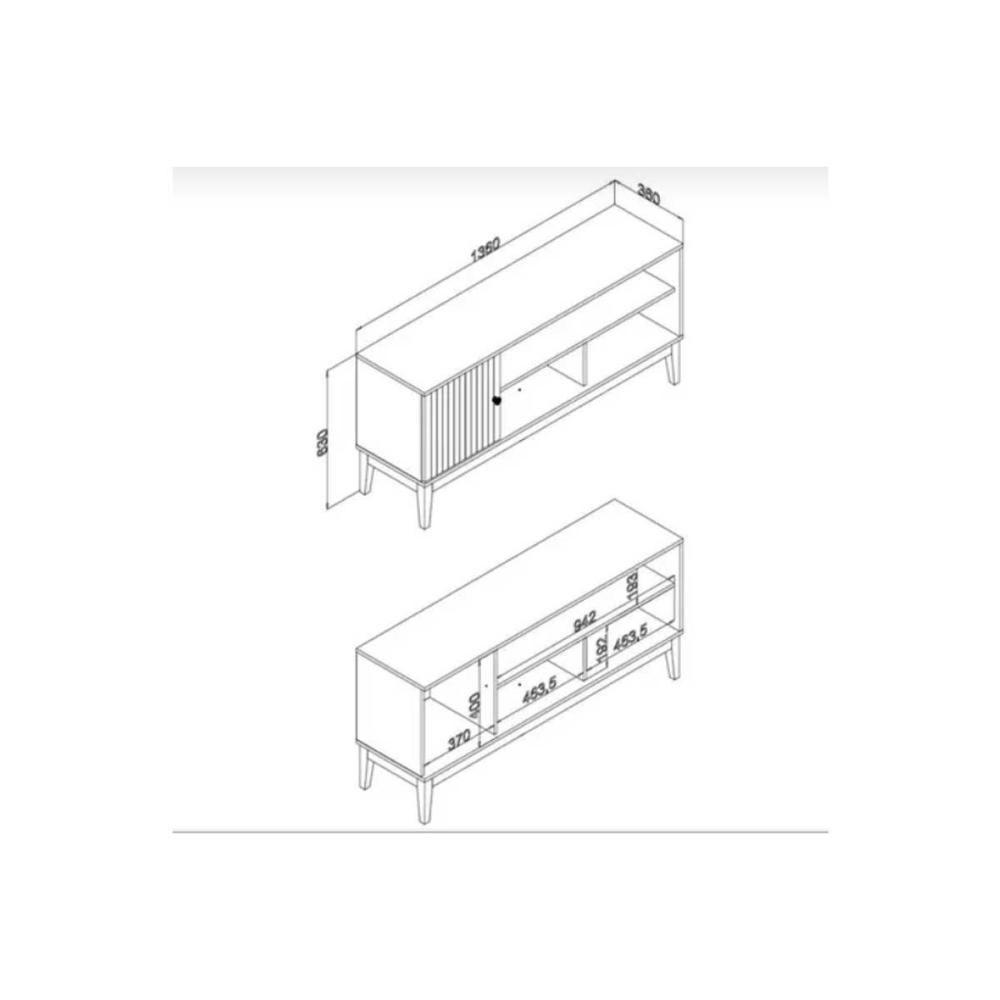 Rack Bancada P/ Tv Até 55 Pol Mb 1056 C/ 1 Porta 136cm Mel/petroleo - Movelbento - 2
