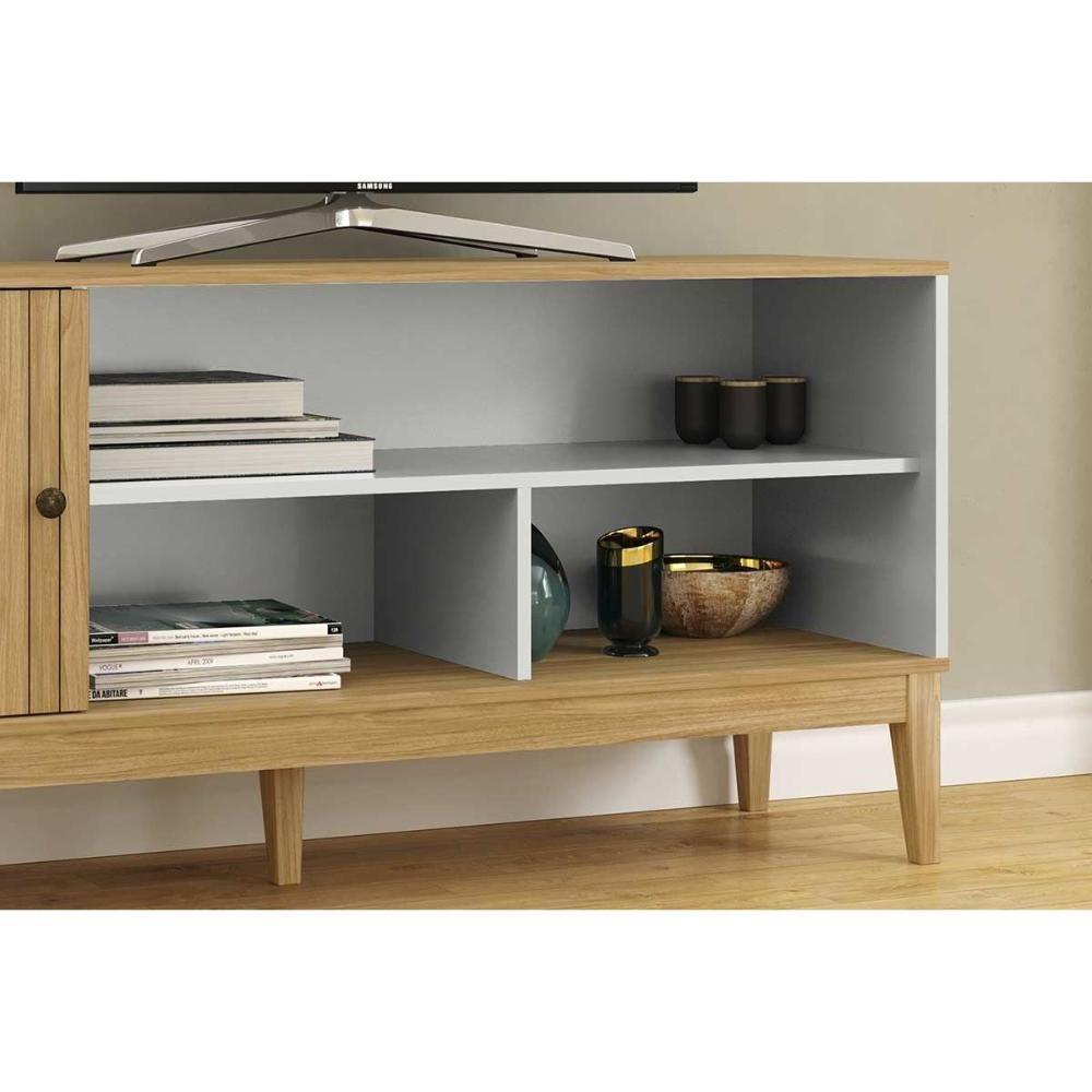 Rack Bancada P/ Tv Até 55 Pol Mb 1056 C/ 1 Porta 136cm Mel/petroleo - Movelbento - 3