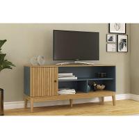 Rack Bancada P/ Tv Até 55 Pol Mb 1056 C/ 1 Porta 136cm Mel/petroleo - Movelbento - 1