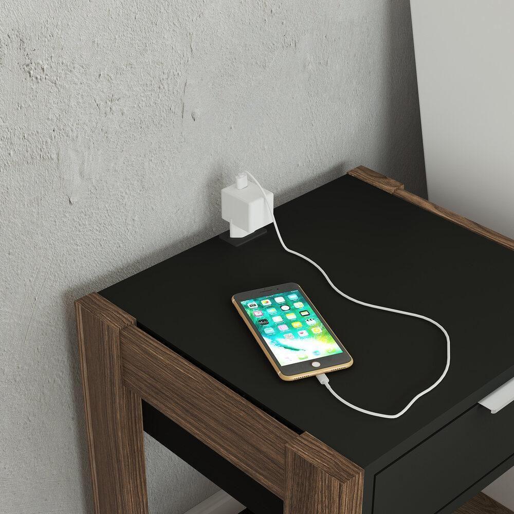 Mesa De Cabeceira Multimóveis Cr35003 Preta/Nogal - 2