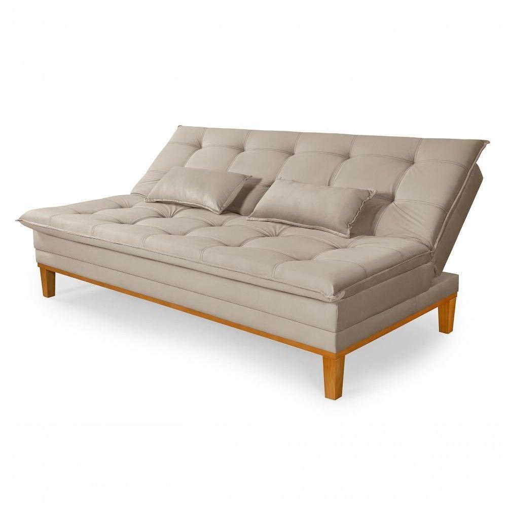 Sofá Cama Reclinável Casal 1,84m Island Suede Bege Premium - 3