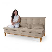 Sofá Cama Reclinável Casal 1,84m Island Suede Bege Premium - 2