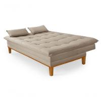 Sofá Cama Reclinável Casal 1,84m Island Suede Bege Premium