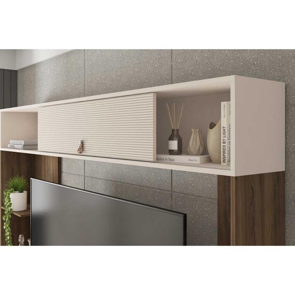 Home P/ Tv Até 65 Pol Sinfonia C/ 3 Portas E 7 Nichos 200x203cm Nogueira/off White Mr - Caemmun - 3