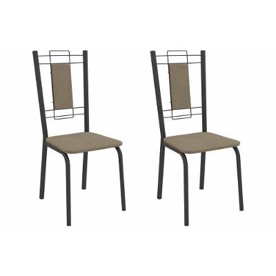 Cadeira Sala De Jantar Florença 2c005prf Aço Kit 2 Un Preto/boucle Bege Fendi - Kappesberg