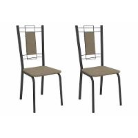 Cadeira Sala De Jantar Florença 2c005prf Aço Kit 2 Un Preto/boucle Bege Fendi - Kappesberg - 1