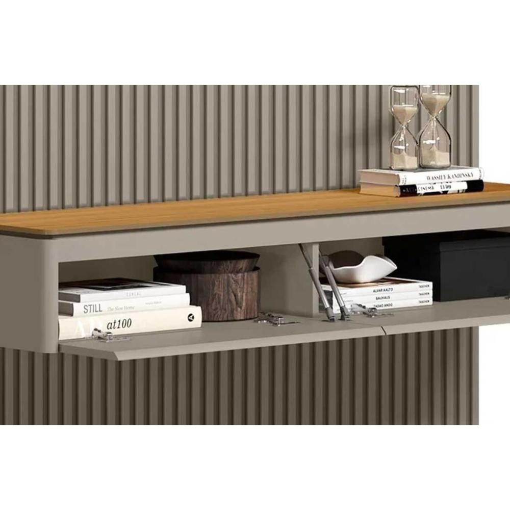 Home P/ Tv Até 100 Pol Modular 3.0 Ripado C/ 2 Portas 1 Prat. 297x250cm Nature/off White - Linea Brasil - 3