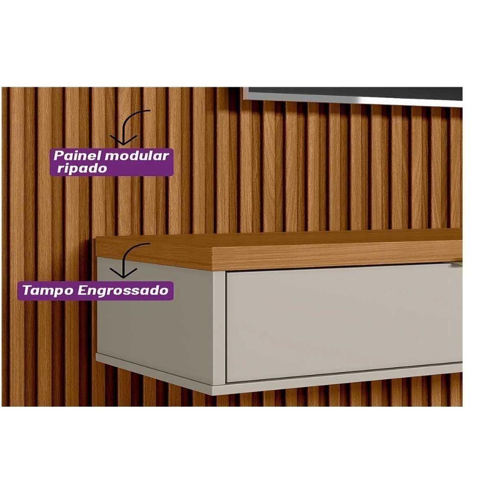 Home P/ Tv Até 100 Pol Modular 3.0 Ripado C/ 2 Portas 1 Prat. 297x250cm Nature/off White - Linea Brasil - 5