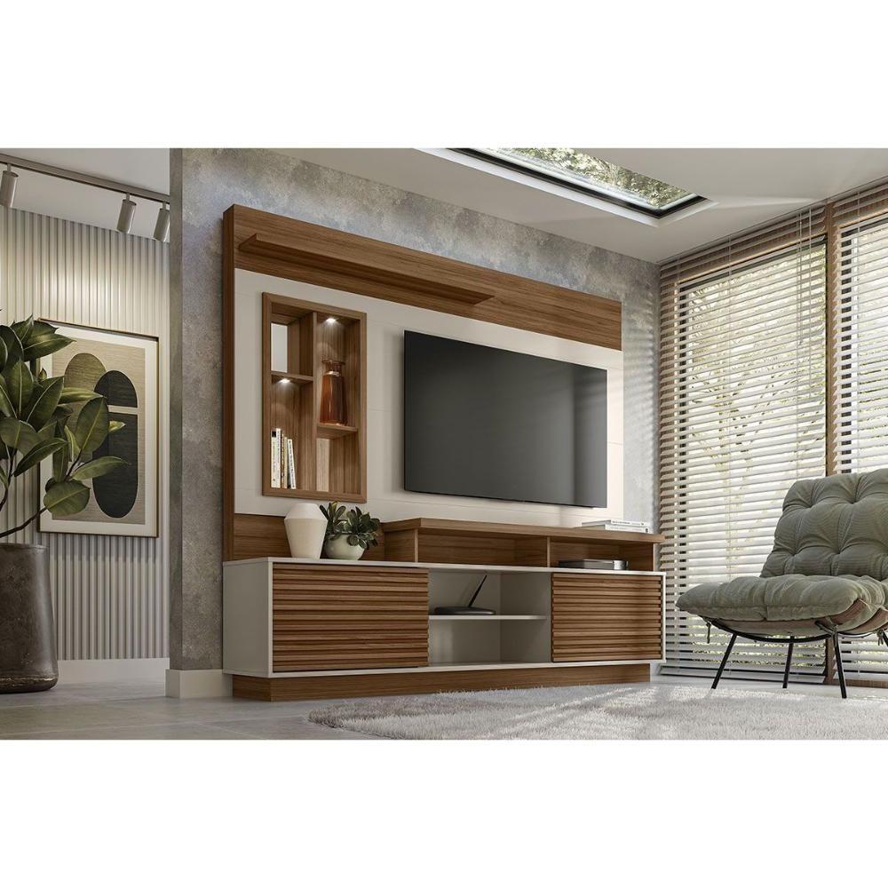 Home P/ Tv Até 60 Pol Eldorado C/ 2 Portas E 2 Prateleiras 181x200cm Jatoba/off White - Linea Brasil - 6