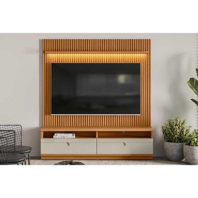 Home P/ Tv Até 75 Pol Ouro Preto C/ 2 Gavetas 198x180cm Nature/off White - Linea Brasil