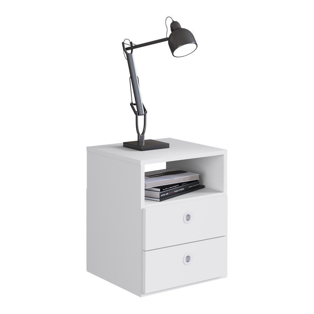 Mesa De Cabeceira Com 2 Gavetas Multimóveis Cr35099 Branca Branco - 1