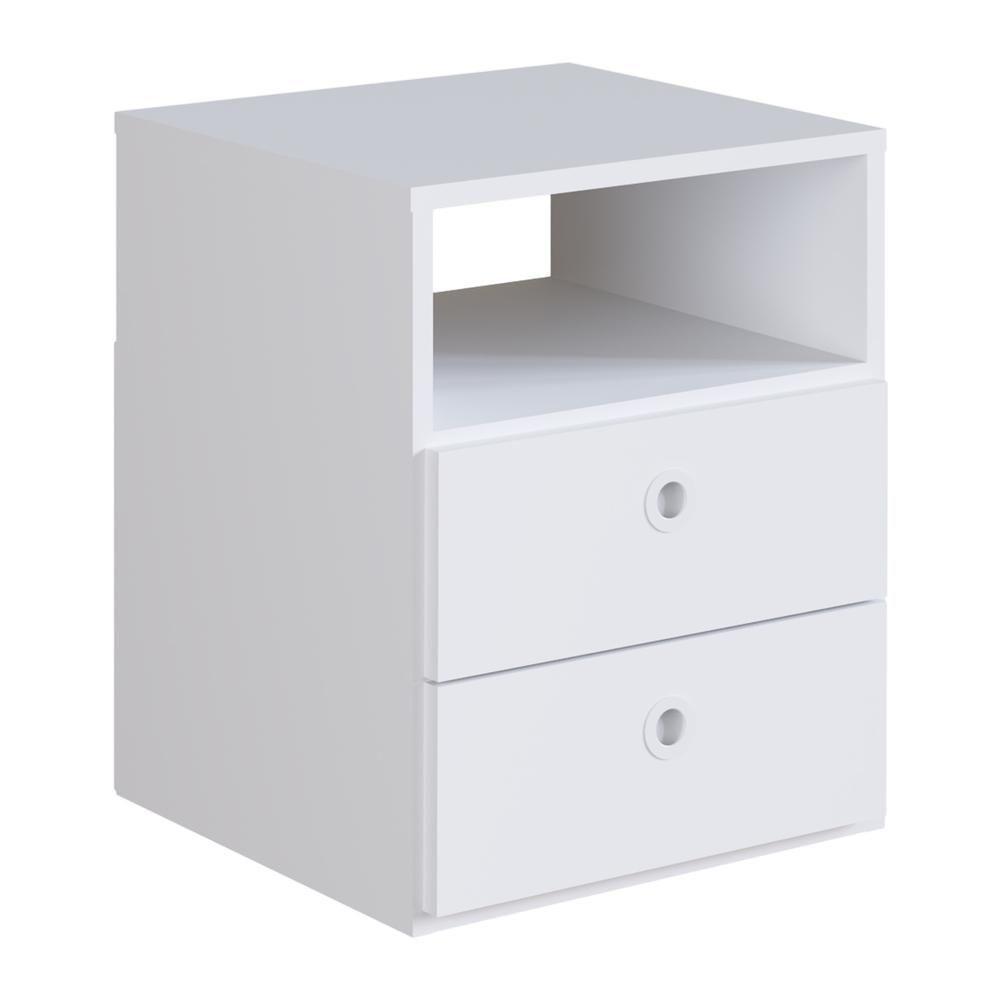 Mesa De Cabeceira Com 2 Gavetas Multimóveis Cr35099 Branca Branco - 3