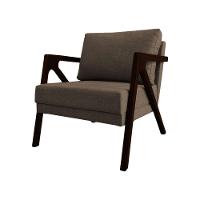 Poltrona Mona Monique Luxo Base Madeira Maciça Castanho Linho Marrom - 1