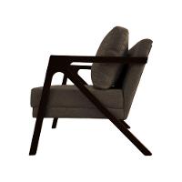 Poltrona Mona Monique Luxo Base Madeira Maciça Castanho Linho Marrom - 2