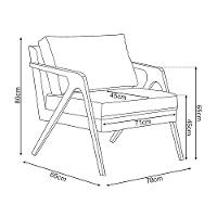 Kit 2 Poltronas Mona Monique Luxo Base Madeira Maciça Mel Linho Cinza