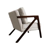 Poltrona Mona Monique Luxo Base Madeira Maciça Castanho Linho Bege - 3