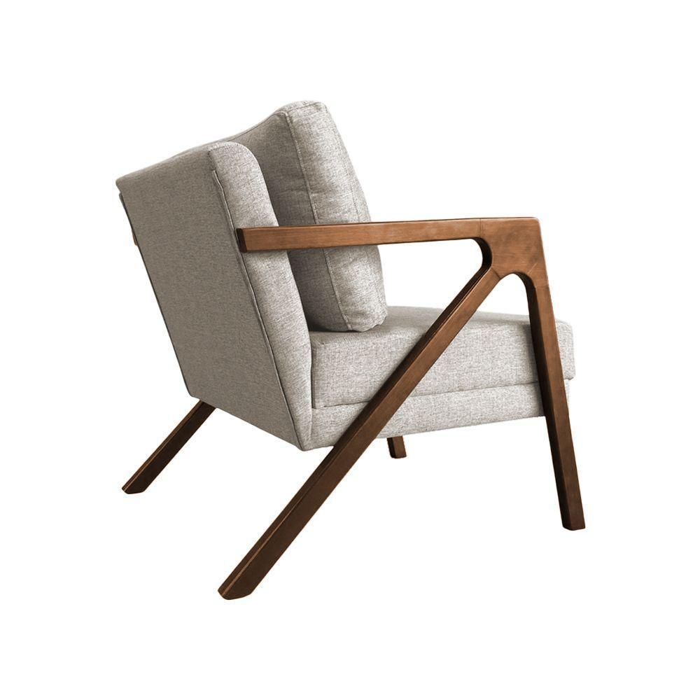 Poltrona Mona Monique Luxo Base Madeira Maciça Mel Linho Bege - 3